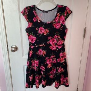 Pink and Black Floral Dress